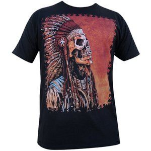 Discontinued! Men's Black T-shirt Custom Artwork Native American S-M NWT